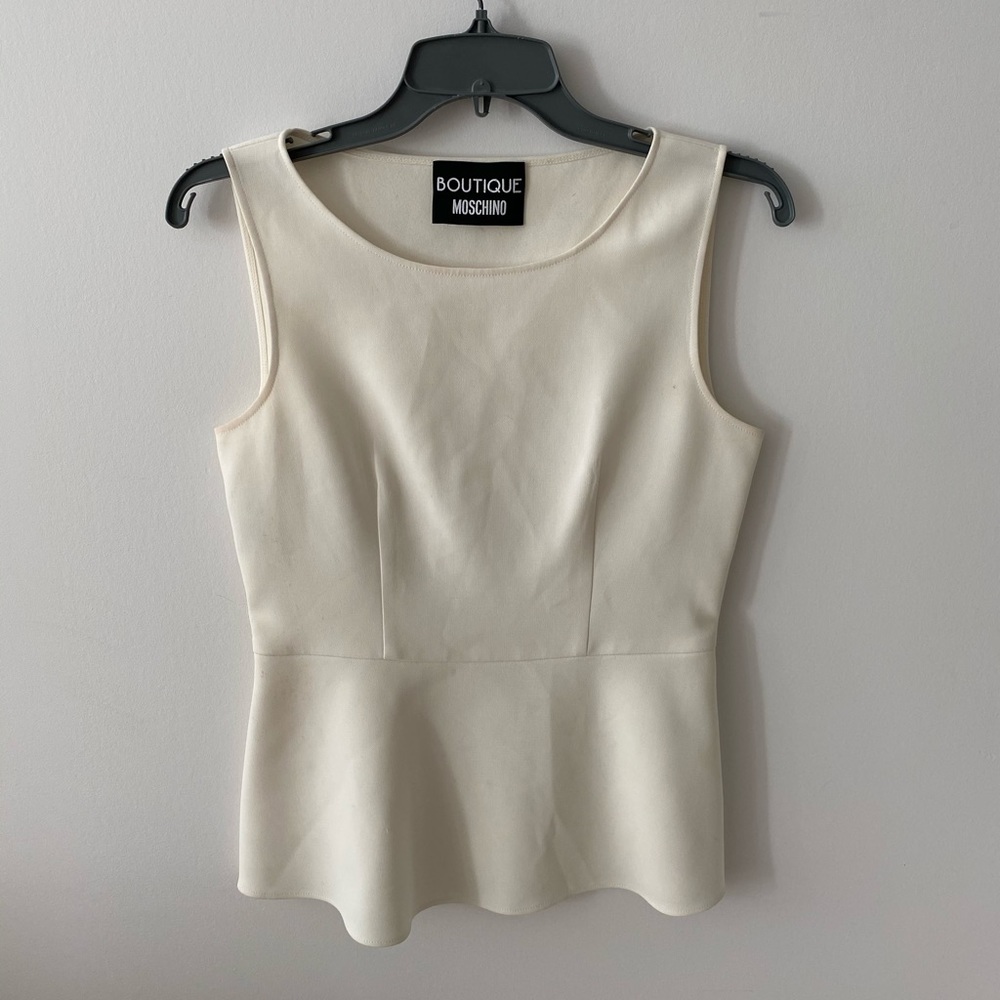 Boutique Moschino White Peplum Blouse